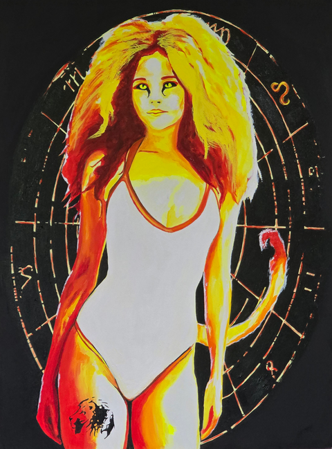 Vibrant Crime Arts Leo's LionessOriginal Acrylic PaintingVibrant Crime Arts
