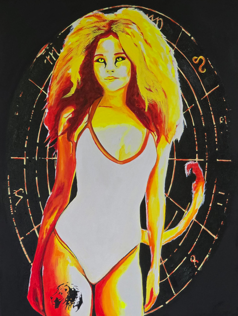 Vibrant Crime Arts Leo's LionessOriginal Acrylic PaintingVibrant Crime Arts