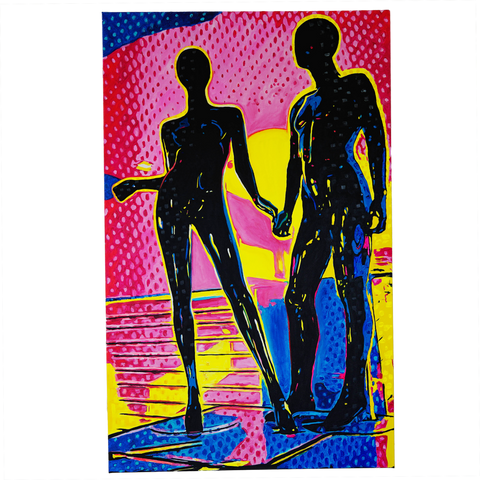 Vibrant Crime Arts The Faceless Neighbors 48" x 30" x 1 1/2", acrylic on canvasPaintingVibrant Crime Arts