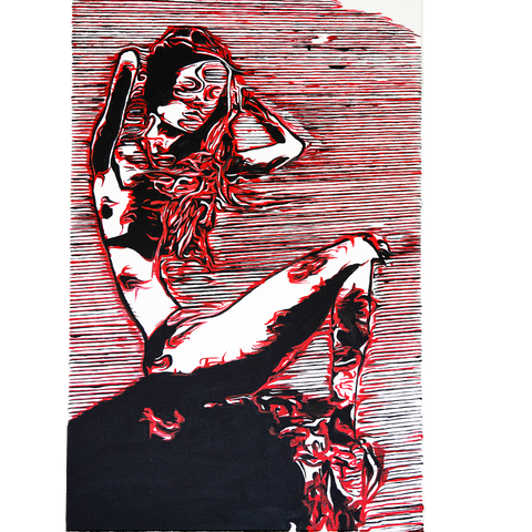 Crimson Erosion, 30" x 20" x 3/4", Acrylic on Canvas