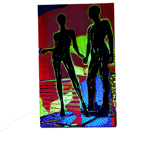 Vibrant Crime Arts The Faceless Neighbors 48" x 30" x 1 1/2", acrylic on canvasPaintingVibrant Crime Arts