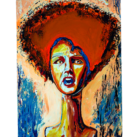 Muted Wail, 16" x 12" x 1.5", Acrylic on Canvas