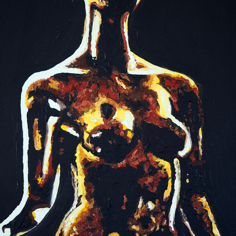 Vibrant Crime Arts gold woman, 48" x 18", 1 1/2" depthPaintingVibrant Crime Arts