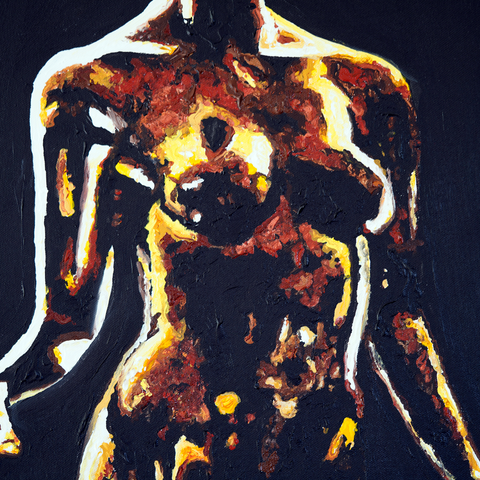 Vibrant Crime Arts gold woman, 48" x 18", 1 1/2" depthPaintingVibrant Crime Arts