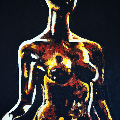 Vibrant Crime Arts gold woman, 48" x 18", 1 1/2" depthPaintingVibrant Crime Arts