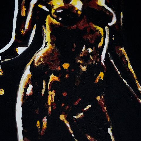 Vibrant Crime Arts gold woman, 48" x 18", 1 1/2" depthPaintingVibrant Crime Arts