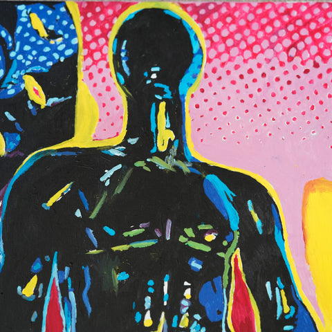 Vibrant Crime Arts pop-art mannequin man, 18" x 24", 3/4" depthPaintingVibrant Crime Arts